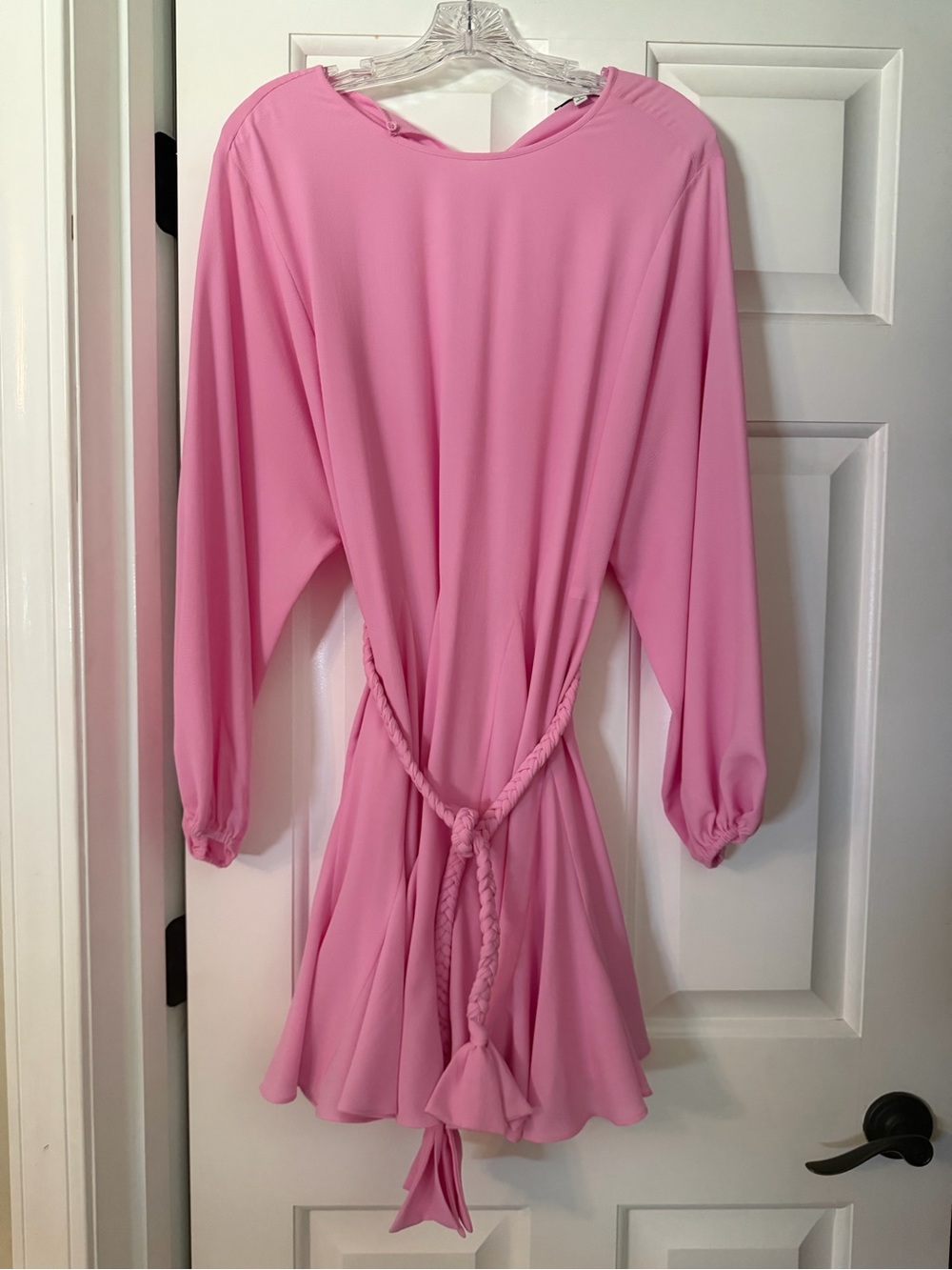 Gianni Bini Pink Long-Sleeve Mini Dress with Braided Waist